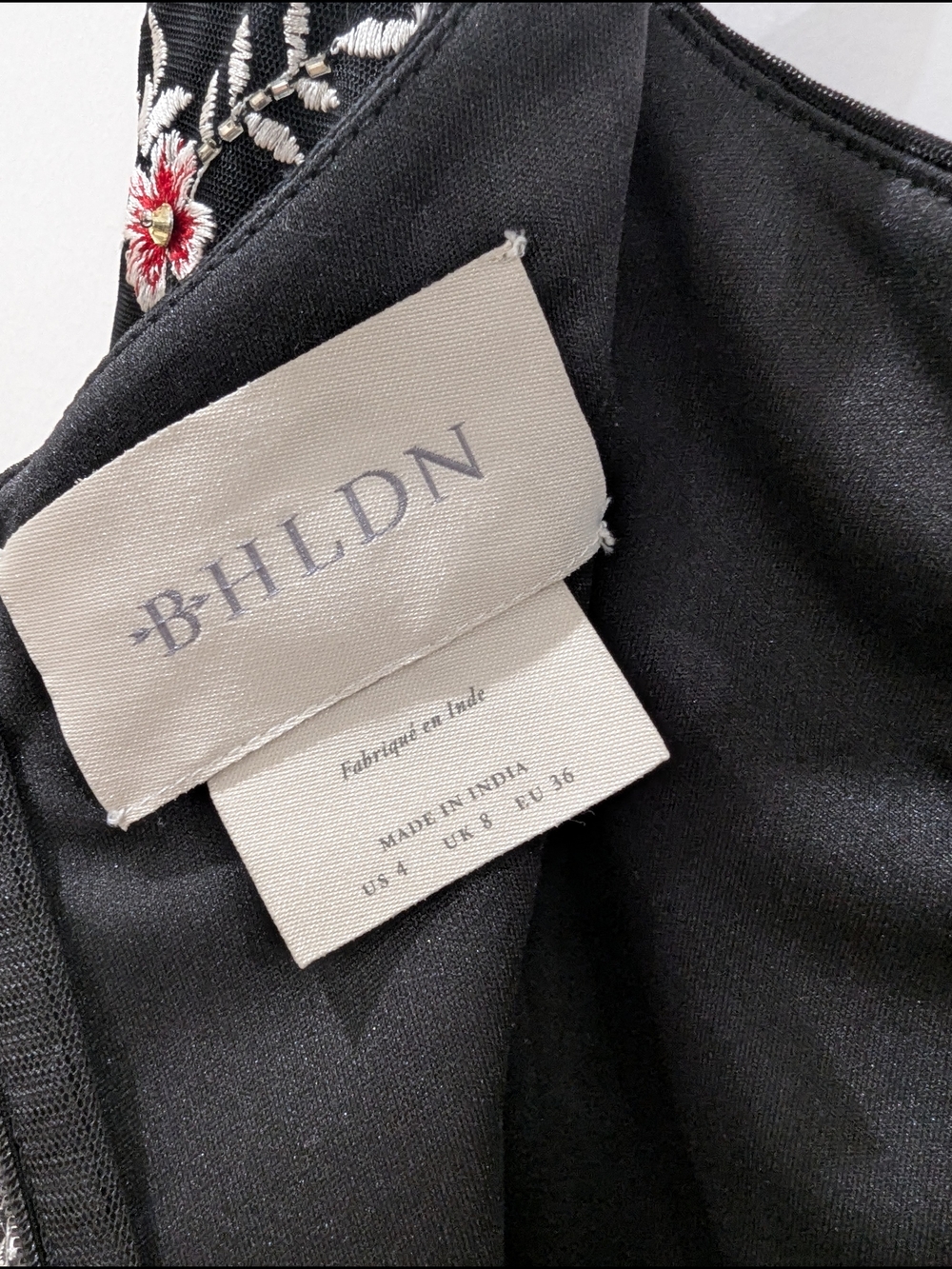 Anthropologie BHLDN Black Dress with Multicolor Floral Embroidery - Picture 7 of 8